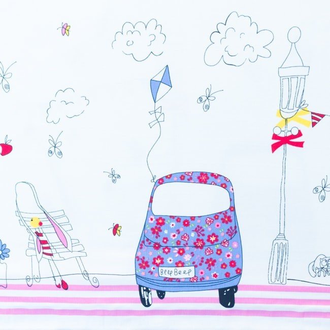 Jersey med print - Glade motiver - Beep Beep - Mønstret strik, Strikstof, Stof
