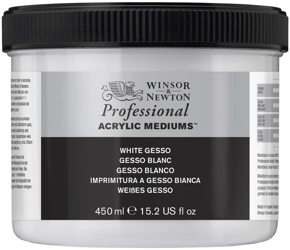 Akrylmedium W&N Professional - Hvid Akrylgesso - 450 ml - Grunder - Primer, Fernis og kunstner medier til kunstmaling