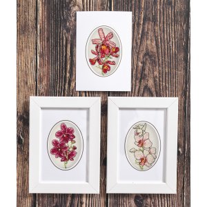 Broderisett orkideer kartong 6x9 cm - 3-pakning Broderisett orkideer kartong 6x9 cm - 3-pakning