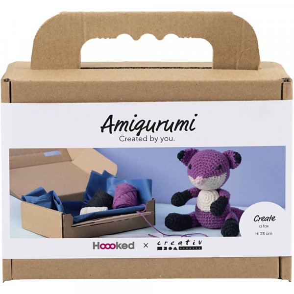 DIY kit amigurumi r�v sort og blomme - 1 pakke.