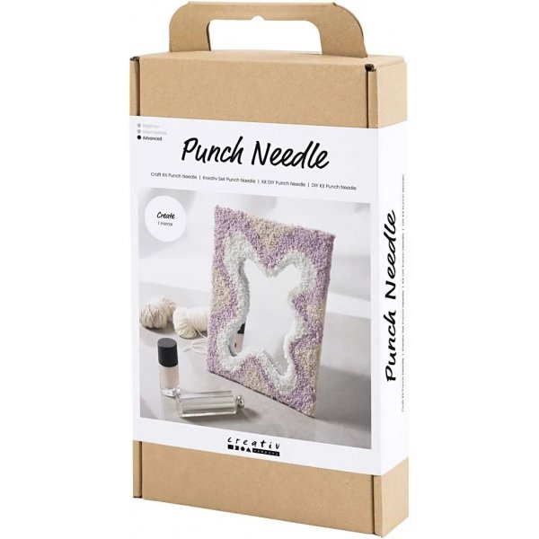 DIY Kit Punch Needle, pastellfärger, Spegel DIY Kit Punch Needle, pastellfärger, Spegel