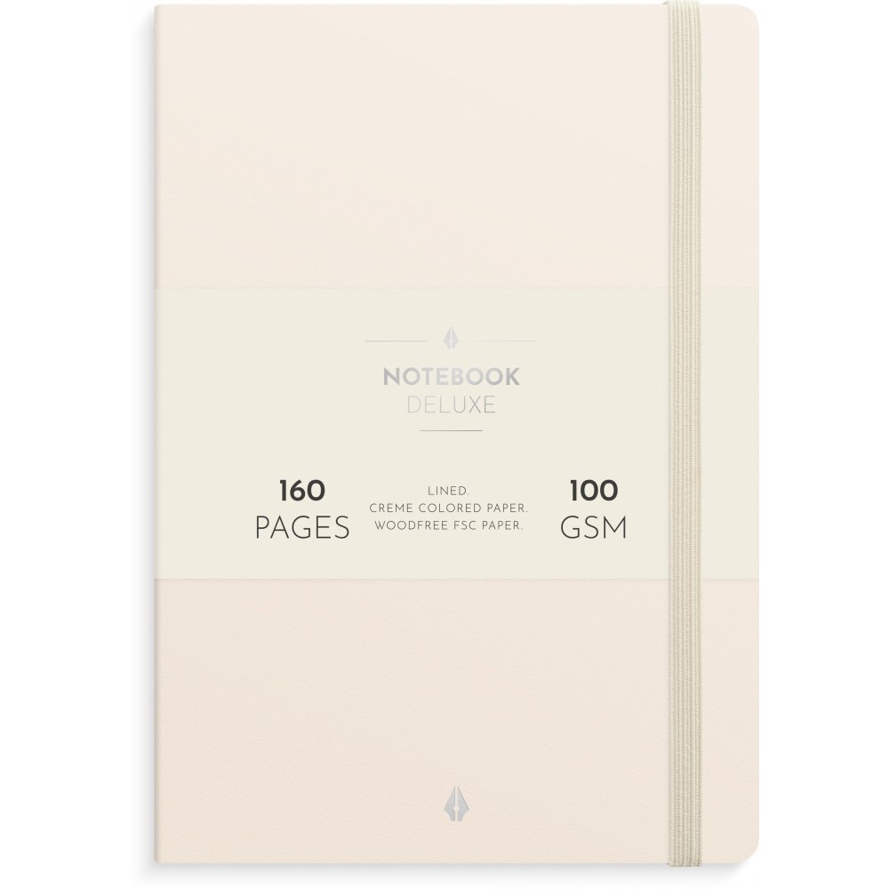 Notebook - Deluxe - A5 - Beige - Notesbøger, Kontorartikler