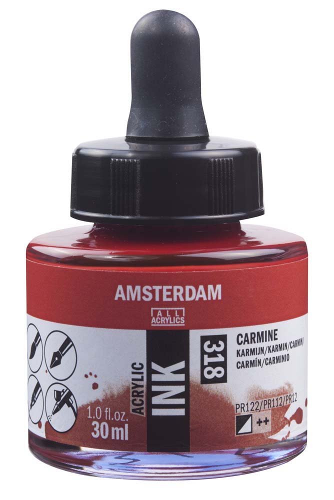 Akrylblekk Amsterdam 30 ml - Carmine - Tusj & blekk, Kunstnermalinger