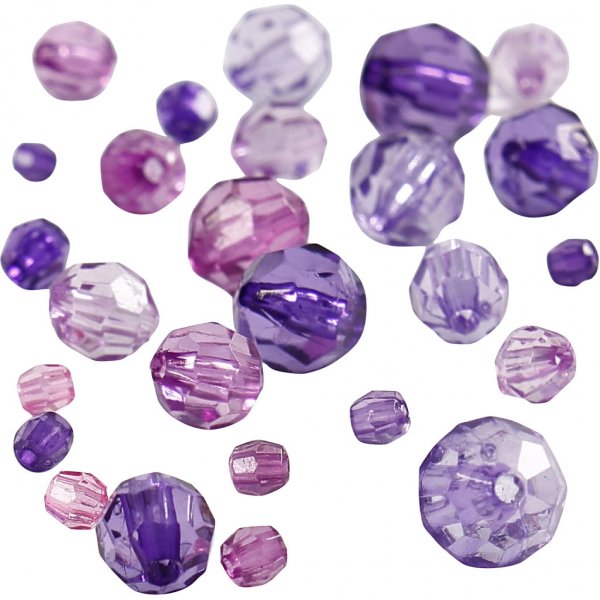 Harmoni facetterade plastpärlor - mixade - lila - 45 g Harmoni facetterade plastpärlor - mixade - lila - 45 g