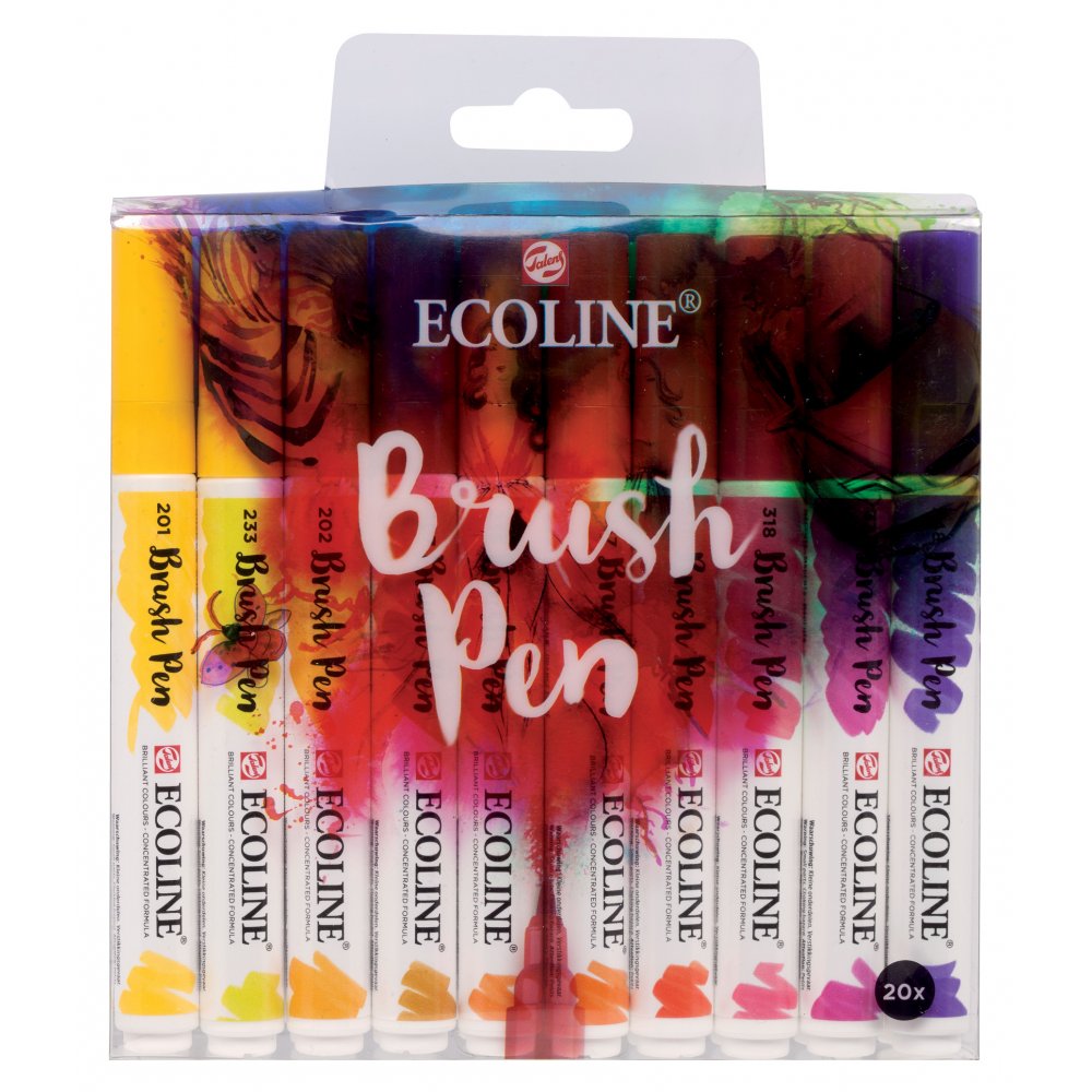 Penselpen Ecoline Brush Pen - 20-pak - Fiberpenne, Penne, Penne, kridt & tusch