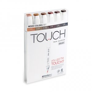 Touch Twin Brush Marker 6 stk - Wood Colors