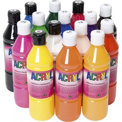 Akrylmaling - primre farver - 15x500 ml