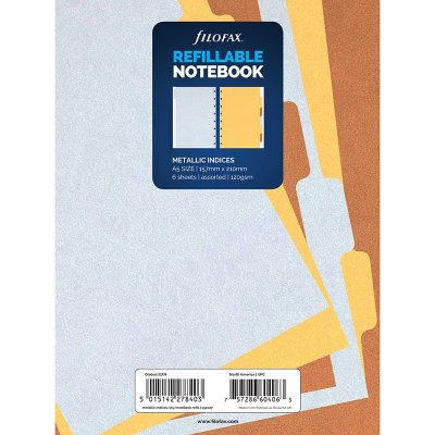 Flyttbare indekser til Filofax Notatbok - A5 - Metallic
