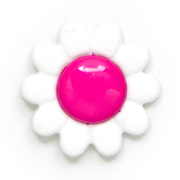 Knapp Prstkrage 1-hl 14 mm 5st - Cerise och vit