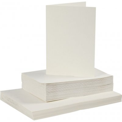 Kort og konvolutter - off-white 11,5 x 16,5 cm - 50 sett