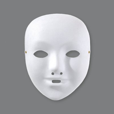 Hvit teatermaske - 13x17,5 cm