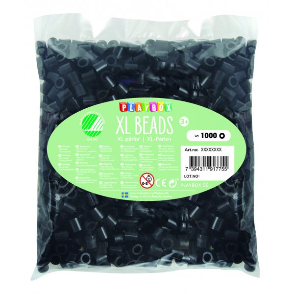 Rörpärlor XL 1000 st svart Rörpärlor XL 1000 st svart