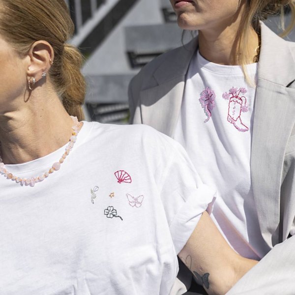 Broderisett T-skjorte Hvit 2-pakning