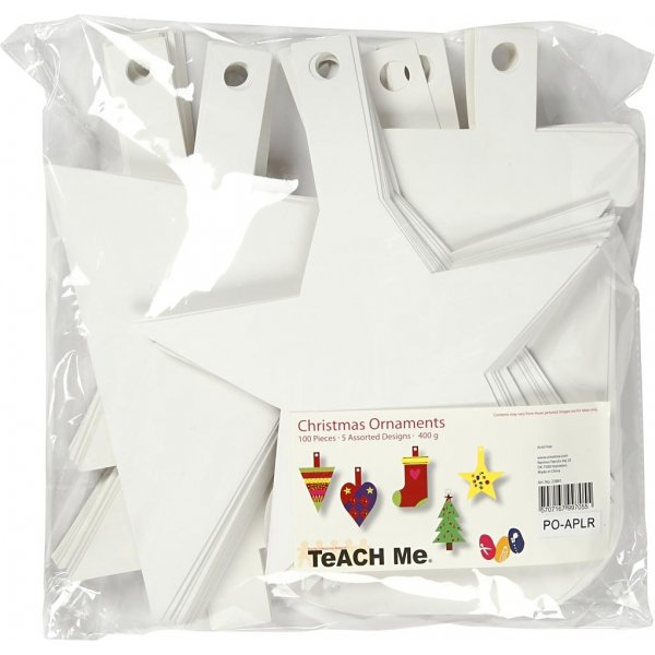 Kartongfigurer - Juldekorationer - vit - 5 x 20 st