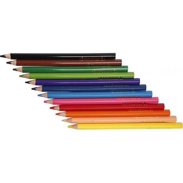 Colortime Färgpennor - mixade färger - JUMBO - 12 st Colortime Färgpennor - mixade färger - JUMBO - 12 st