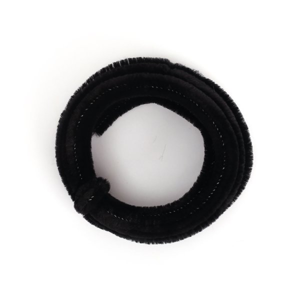 Chenille 8 mm svart, 1 meter Chenille 8 mm svart, 1 meter