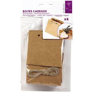 Presentaskar pungform kraft 7 x 7 cm - 6 st Presentaskar pungform kraft 7 x 7 cm - 6 st