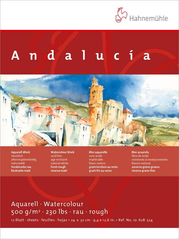 Akvarelmaling/Vandfarver blok Hahnemühle Andalucía 500g Grov / Matt - 42x56cm - Akvarelpapir, Blok