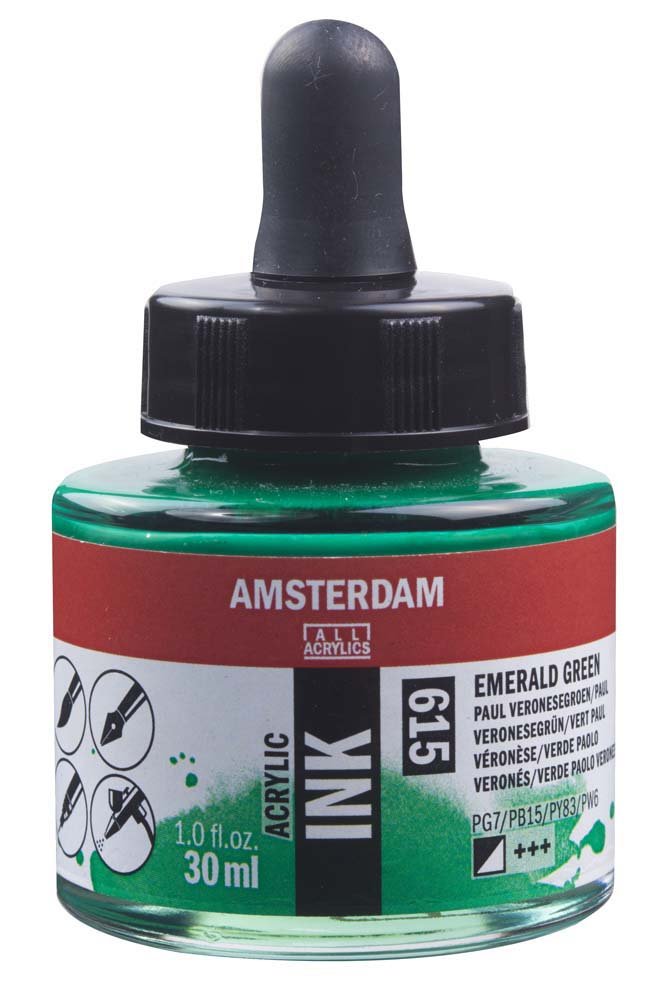 Akryltusch Amsterdam 30 ml - Emerald Green - Tusch & Blæk, Kunstnerfarver