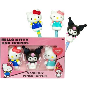 Hello Kitty 3D pennprydnader squishy - 3-pack