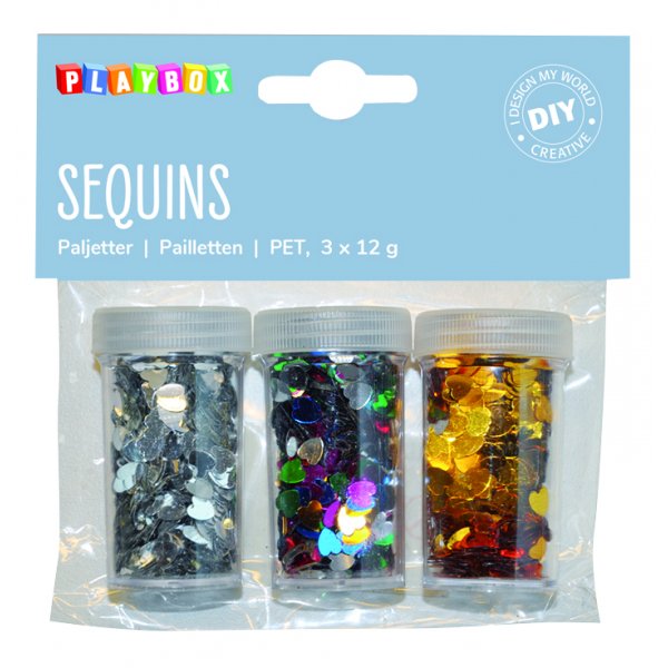 Paljetter 3x12 g hjärtan Paljetter 3x12 g hjärtan