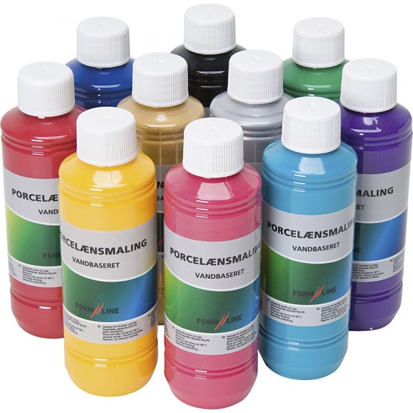 Porslinsfärg - mixade färger - 10 x 250 ml Porslinsfärg - mixade färger - 10 x 250 ml