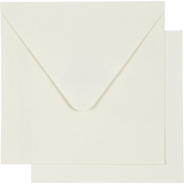 Brevkort med kuvert - råvit- 12,5 x 12,5 cm - 10 st Brevkort med kuvert - råvit- 12,5 x 12,5 cm - 10 st