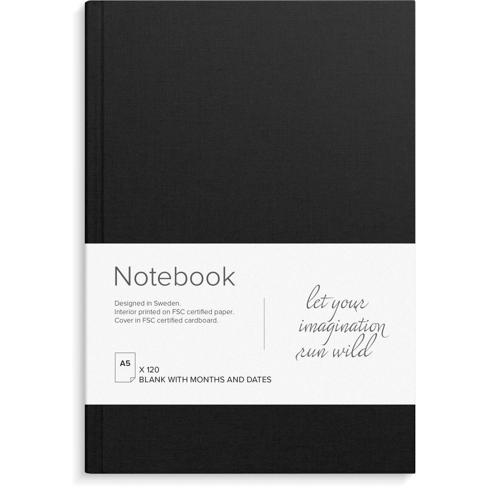 Notebook - Sort - Uforet A5 - Notesbøger, Kontorartikler