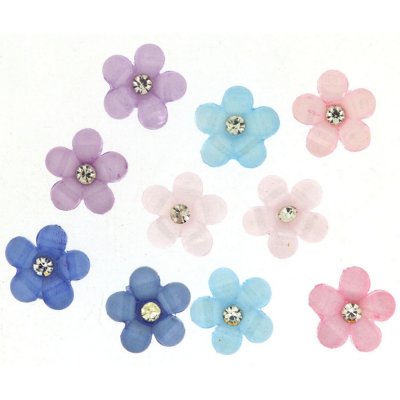 Flerfarvede knapper 15 mm - Glitrende blomster
