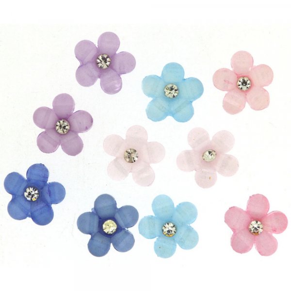 Flerfargede knapper 15 mm - Glitrende blomster