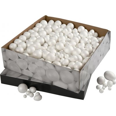 Styrofoam Balls and Eggs - hvit - 550 stk