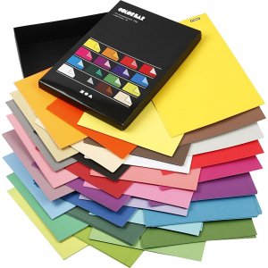 Farget papp - blandede farger - A4 - 100 g - 16x10 ark