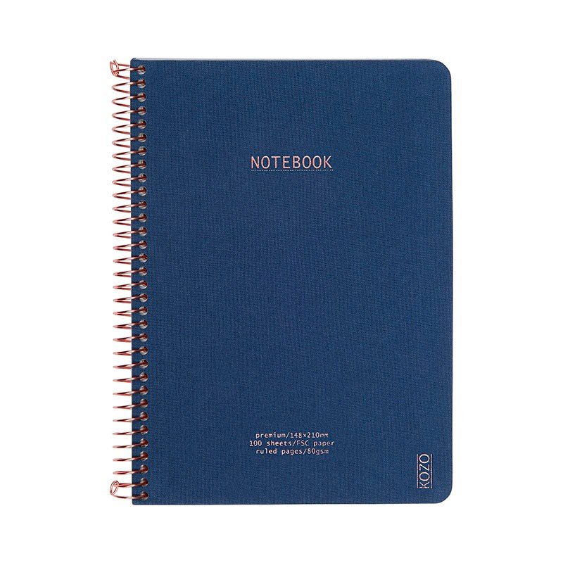 Notesbog Kozo Premium - A5 Linjeret - Marineblå - Notesbøger, Kontorartikler