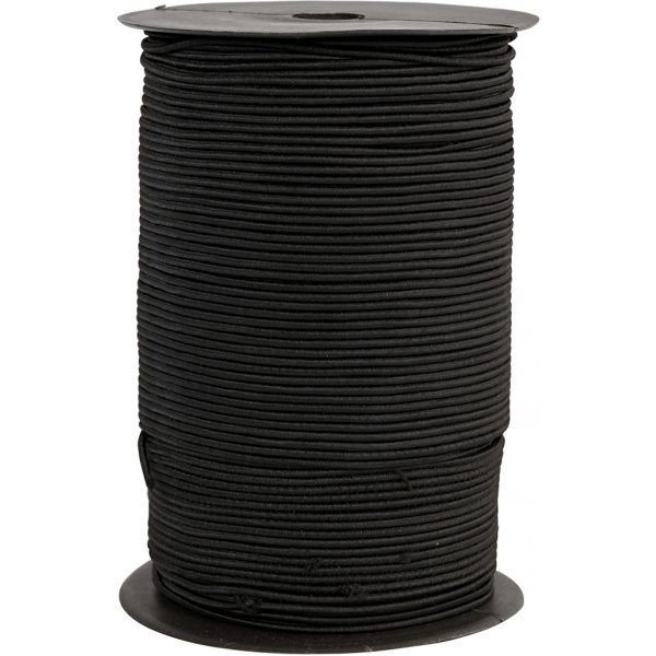Elastiskt snöre 2 mm - svart - 250 m Elastiskt snöre 2 mm - svart - 250 m