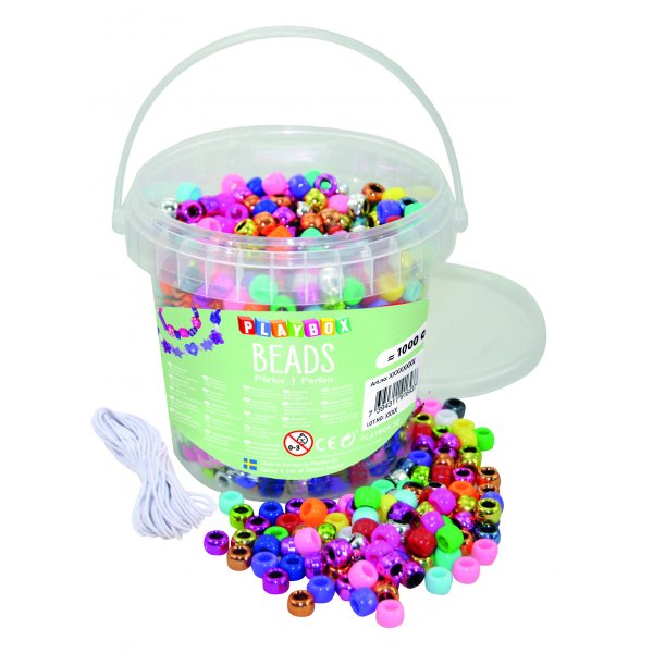 Plastpärlor i hink Kongo - 1000 st Plastpärlor i hink Kongo - 1000 st