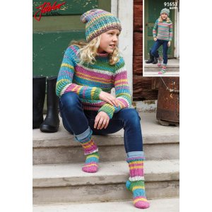 Strikkemnster - Elastisk strikket raglangenser, lue & sokker til barn
