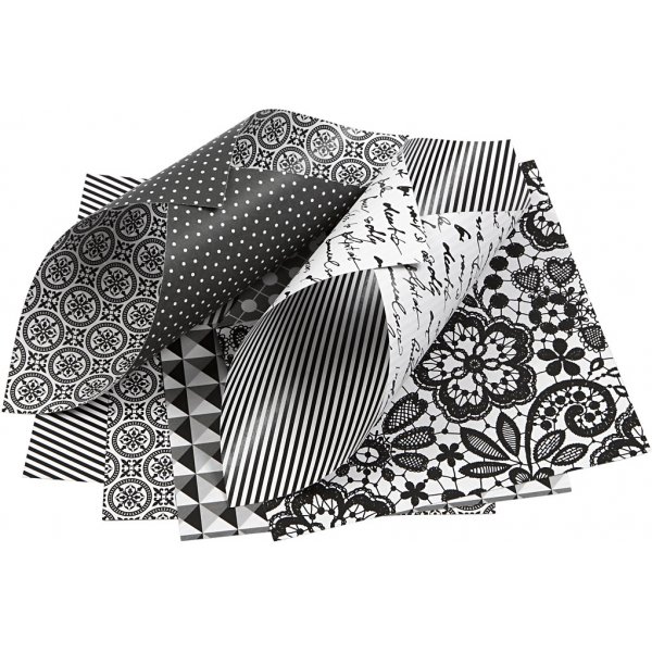 Origamipapper - svart/vit - 15 x 15 cm - 50 ark Origamipapper - svart/vit - 15 x 15 cm - 50 ark