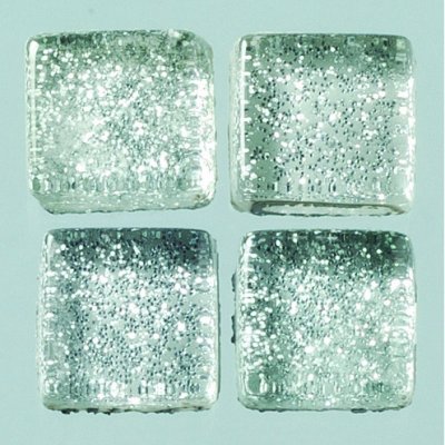 MosaixPro-glasmosaik Glitter 10 x 10 x - silver 200 g ~ 215 st.