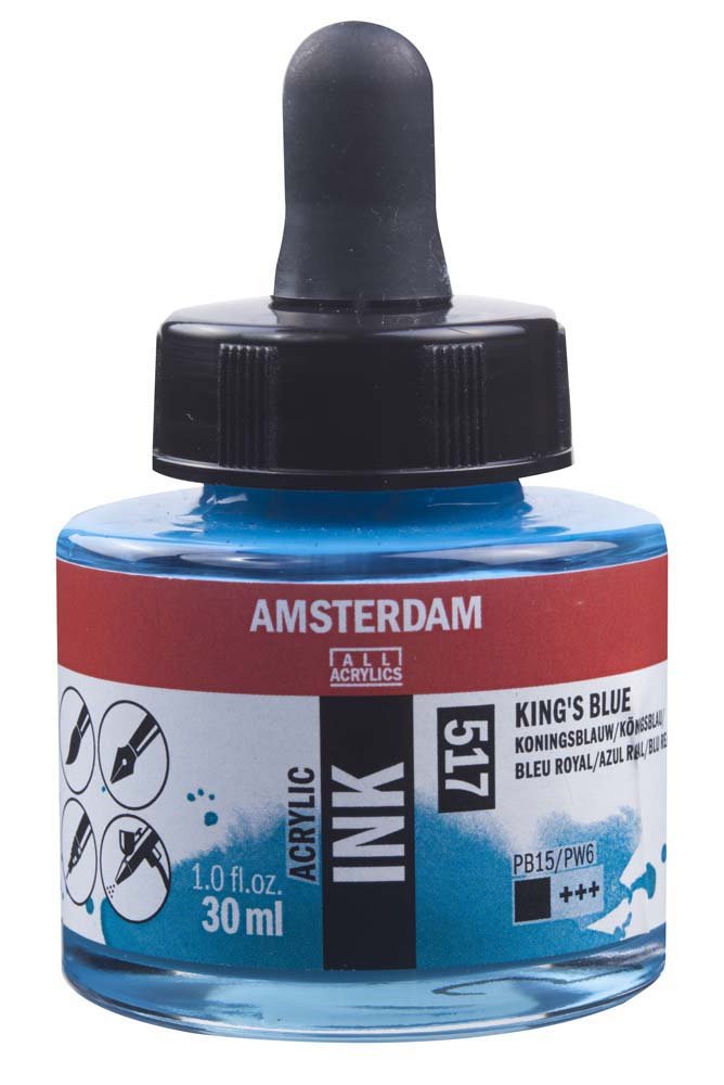 Akryltusch Amsterdam 30 ml - Kings Blue - Tusch & Blæk, Kunstnerfarver