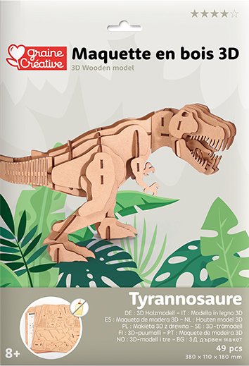 3D-pussel i tr� - Tyrannosaurus, 49 delar