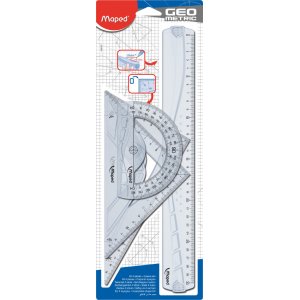 Klassisk linealst - Maped - 30cm lineal, 80/12cm vinkelmler, 45/21cm lineal & 60/21cm lineal