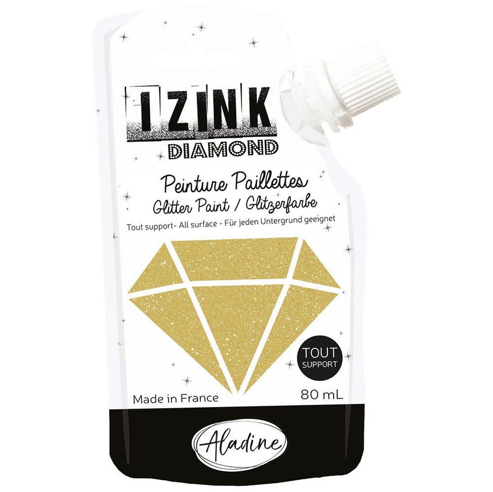 Glitterfarve Diamond 80 ml - Guld - Glitterfarver, Effekt- & strukturfarver, Hobbyfarve