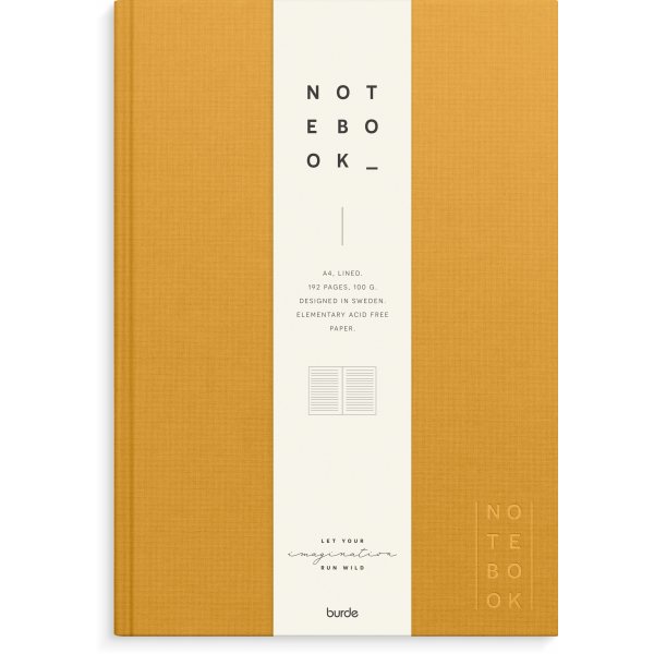 Notesbog tekstil sennep A4 linjeret