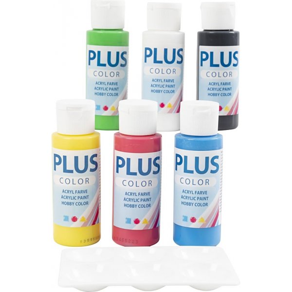 Plus Color Hobbyfärg - primärfärger - 6 x 60 ml Plus Color Hobbyfärg - primärfärger - 6 x 60 ml