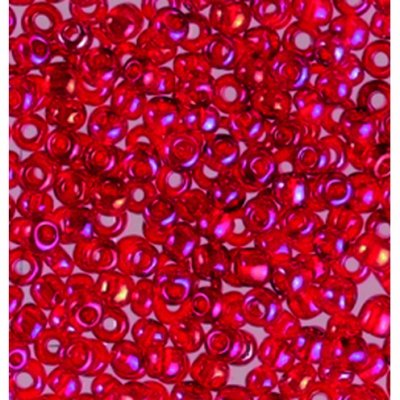 Rocaille perler skimrende  2,6 mm - rd regnbuefarge 17 g