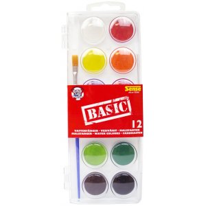 Vattenf�rg 12 f�rger - pensel ing�r Sense Basic
