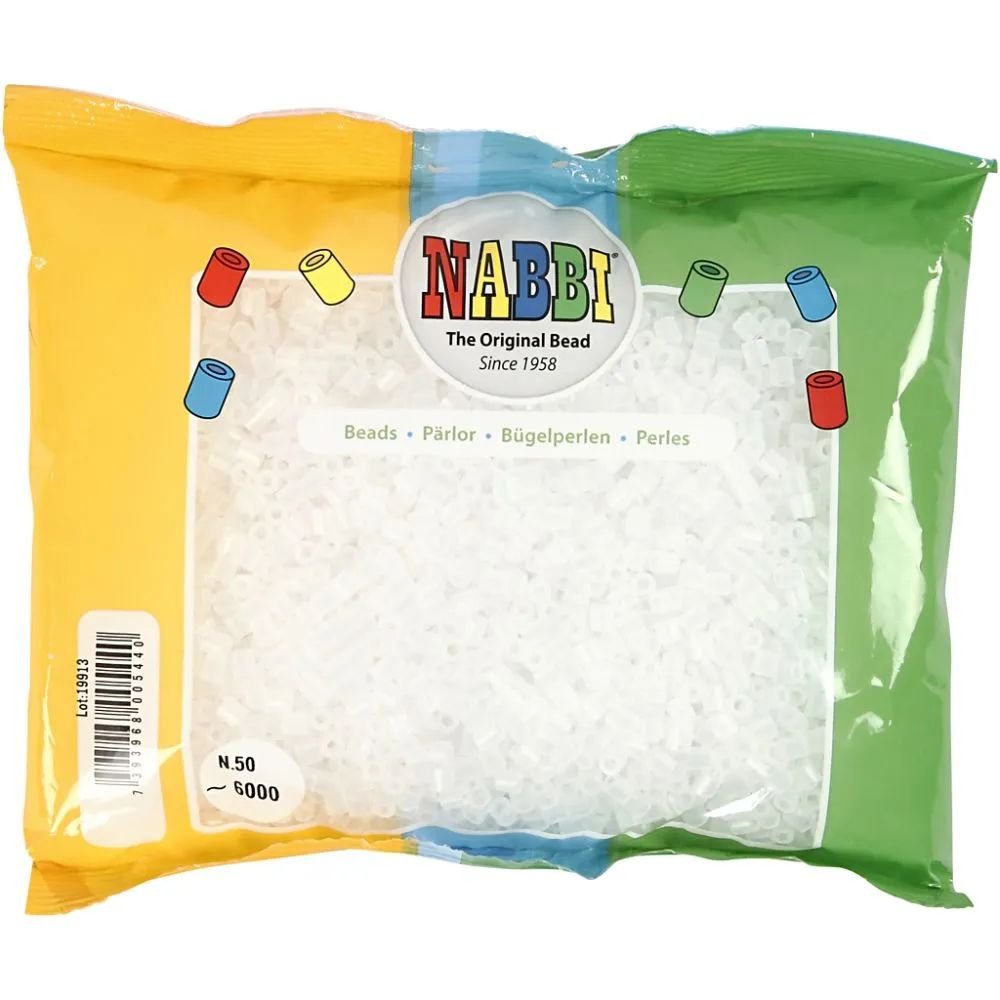 NABBI Tube perler - Gennemsigtig (32264) - 6000 stk - Rørperler, Perler & perleplader, Håndværk