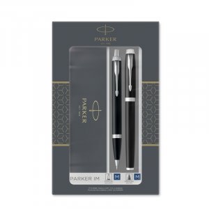 Pennset Parker Duo Set IM Black - Ballpoint and Fountain Pen - Medium Bl