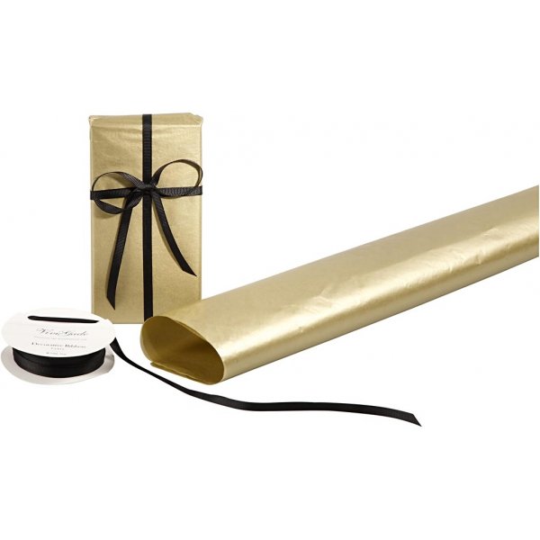 Silkespapper - guld - 50 x 70 cm - 14 g -25 ark Silkespapper - guld - 50 x 70 cm - 14 g -25 ark