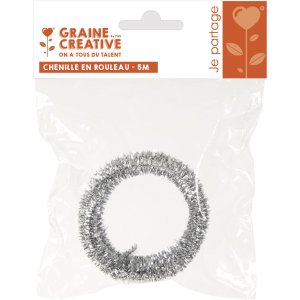 Chenilletr�d 6 mm silver, 10 meter